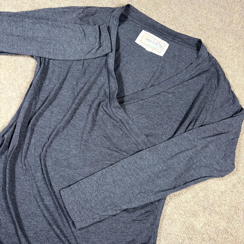 Aventura Clothing Wrap Top Womens XL Heather Blue Cotton V Neck Long Sleeve